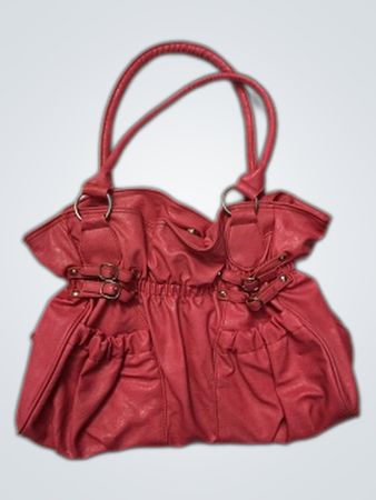 Red Faux Leather Tote Bag