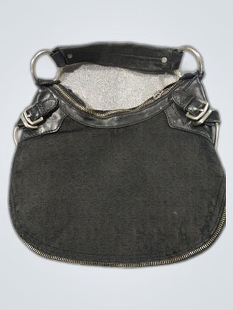 Black Leather Trim Shoulder Bag