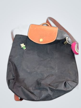 Black Tote Bag with Brown Accents