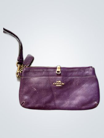 Coach Purple Leather Wristlet Bag