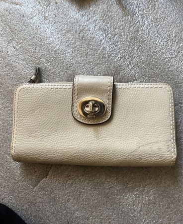 Coach Beige Leather Zip-Around Wallet