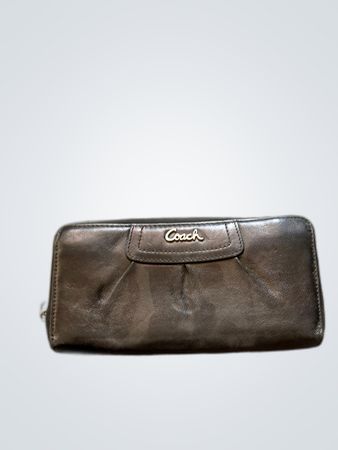 Coach Black Leather Zip-Around Wallet