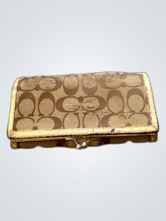 Coach Brown Coated Canvas Small Handbag Wallet