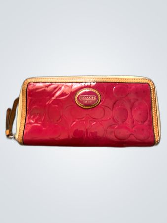Coach Red Patent Leather CC Monogram Small Handbag