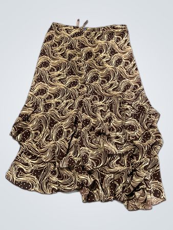 Unbranded Brown Wavy Print Maxi Skirt
