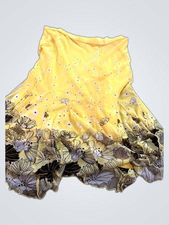 s.Oliver Yellow Floral Print Chiffon Skirt