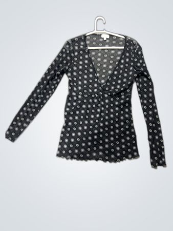 Black Long-Sleeve Polka Dot Top