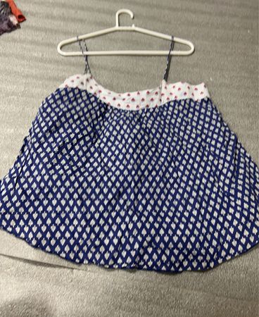 Blue and White Patterned Top