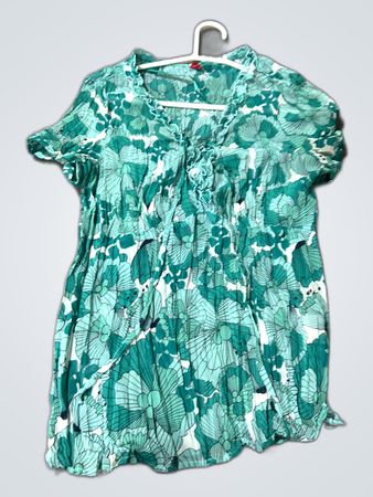 Green Floral Short Sleeve Dress