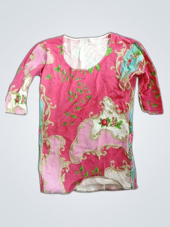 Pink Floral 3/4 Sleeve Top
