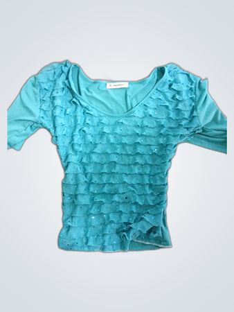 Eli New York Ruffled Teal Blouse