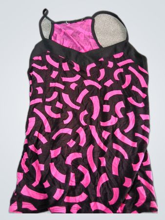 Pink and Black Patterned Tank Top