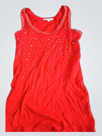 BLUOLTRE Red Embellished Tank Top