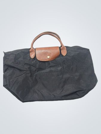 Longchamp Black Nylon Leather Trimmed Tote Bag