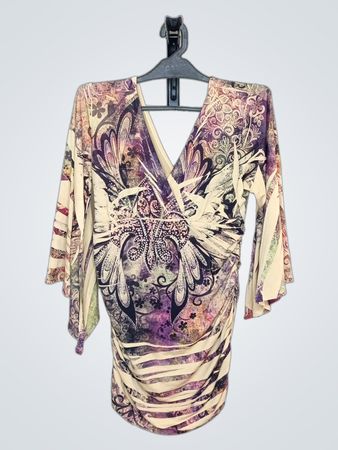 Body Central Damen Raffung V-Ausschnitt Oberteil mit floralem Druck