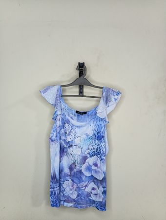 Blaue Blumenbluse