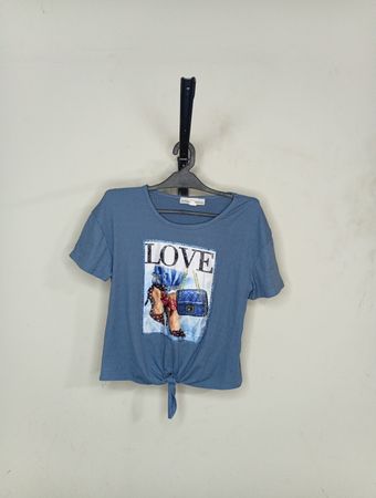 Urban Freedom Blue LOVE Grafik Knotenshirt