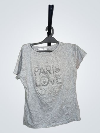 Graues T-Shirt mit "PARIS LOVE" Grafik