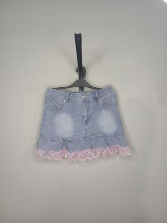 CHERIE LOU Jeansrock mit Spitzenbesatz