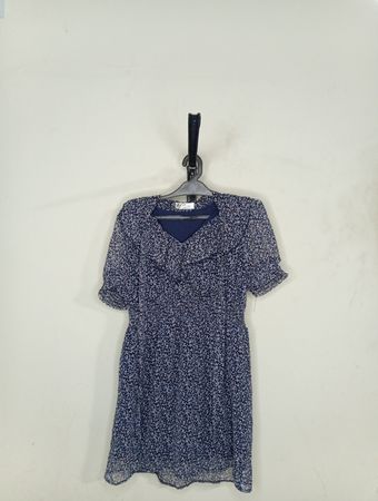 Marineblaues Blumendruckkleid