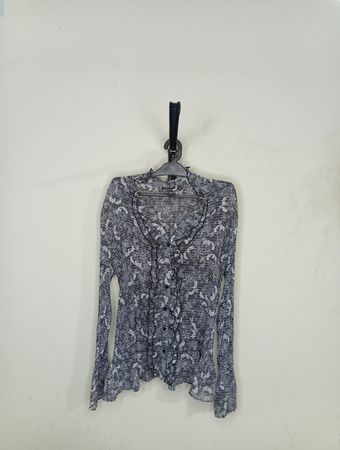 APT.9 Damen durchsichtige Druck Rüschenshirt mit langen Ärmeln