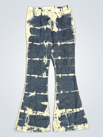 Jeans a zampa d'elefante blue e bianchi tie-dye