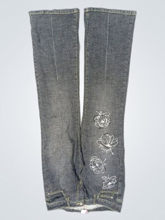 Damen Graue Verzierte Jeans