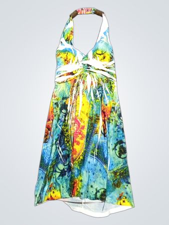 Halterneck-Kleid mit buntem Druck