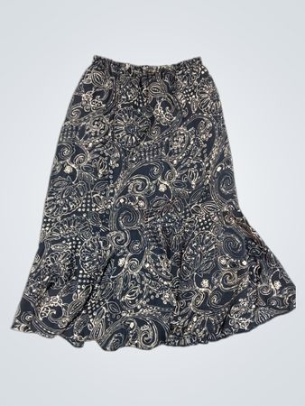 Schwarzer und beige Paisley-Druck Maxi-Rock