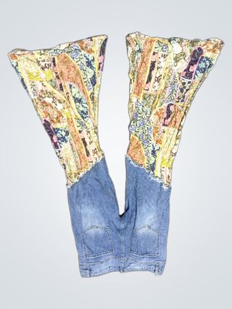 Easel Patchwork Flare Jeans