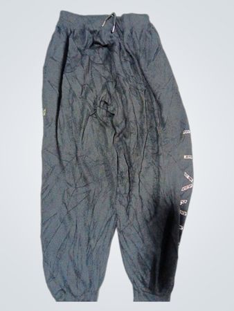 Black Pants with Teddy Bear and Text Design