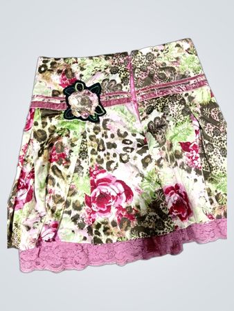 Floral Print Rock mit Spitzenbesatz