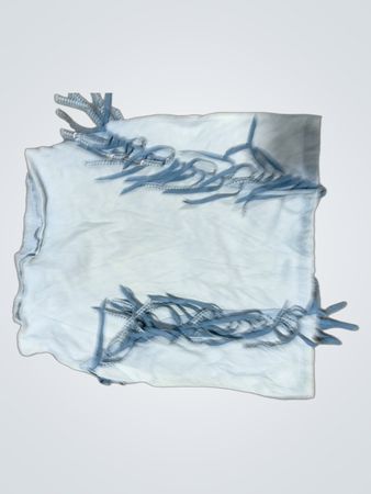 Weißes T-Shirt mit blauen Fransen