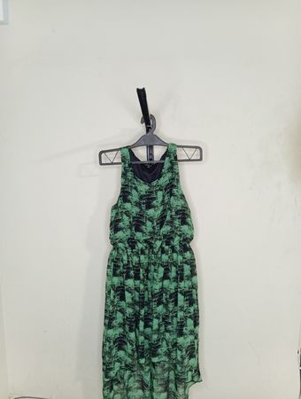 Soprano Damen Grünes & Schwarzes Abstraktes Print Ärmelloses Maxikleid