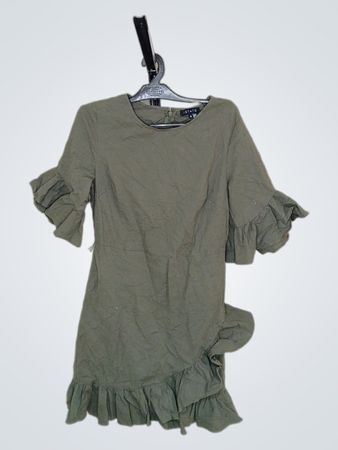 1.STATE Olivgrünes Rüschens Kleid