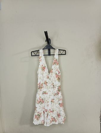 Weißes Blumenmuster-Minikleid