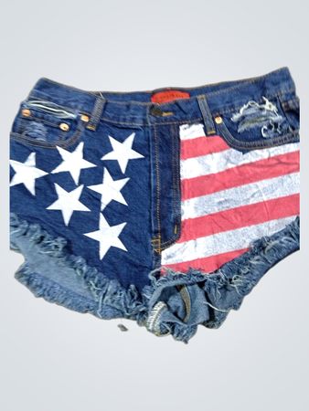 Denim-Shorts mit American-Flaggen-Design