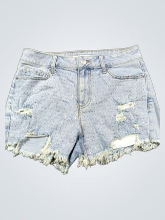 DENIM EST. 1946 Strass verziert verwaschene Denim-Shorts