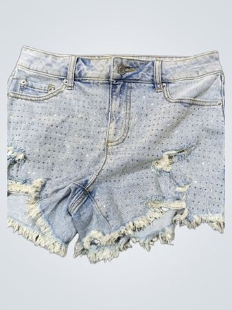 Est 1948 Denim Strass Verwaschene Denim-Shorts