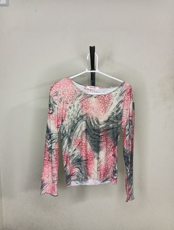 BODIN JANINE Pink und Grauer Wirbel-Druck Langarm-Shirt