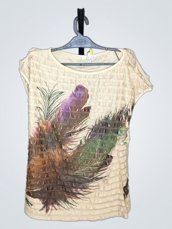 Moa Moa Damen T-Shirt mit Federdruck