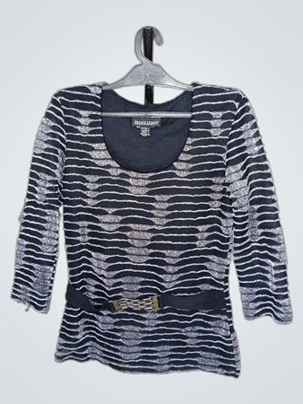 Frank Lyman Design Damen Schwarz Silber Gestreifter Gürteltop