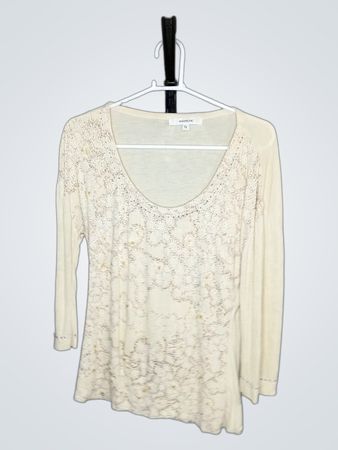 MAYERLINE Cream Lace Detail Long Sleeve Top