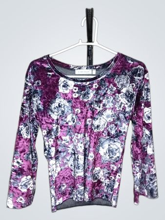 BICALLA Floral Velvet Long Sleeve Top