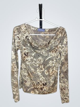 NOMINAL Damen Langarm Bluse mit Cowl-Neck und Pailletten