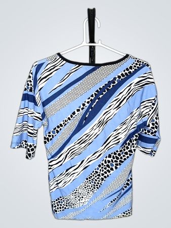 Qiana Blue Animal Print Top