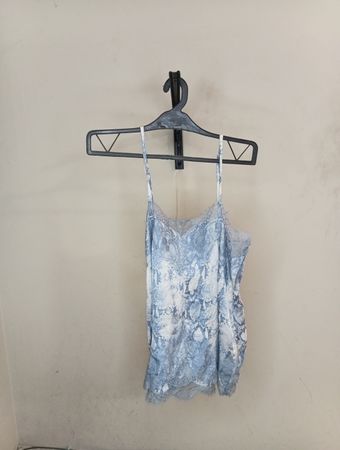 Blaue Schlangenprint-Spitzenbesatz-Cami-Oberteil