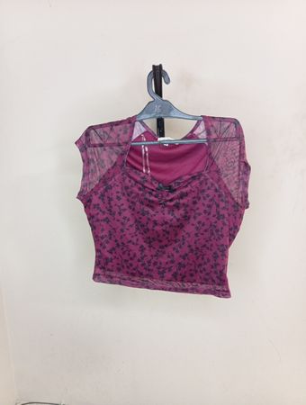 No Comment Floral Mesh Top