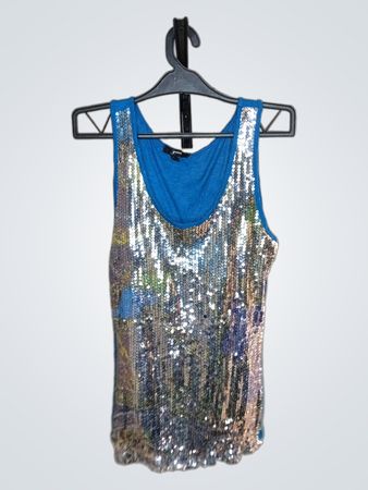 Blaues Tanktop mit Pailletten