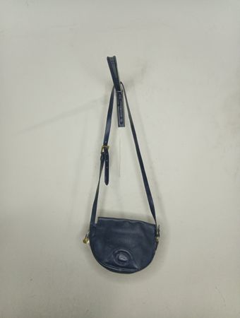 Dark Blue Leather Saddle Bag